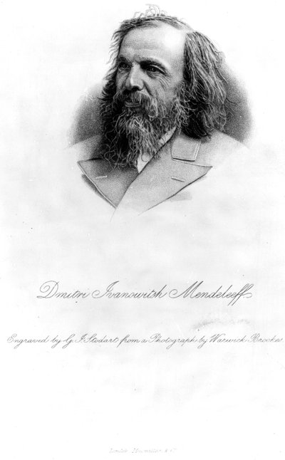 Dmitri Mendeléyev, grabado por George J. Stodart de Warwick Brookes